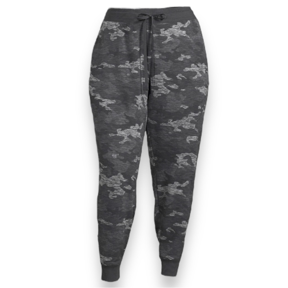 ATHLETIC WORKS Camo Camouflage Jogger Sweatpants Comfy Joggers Grey Black Pants